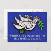 Peace Dove met Holly Kaarten, Briefkaarten, Sticke Feestdagenkaart (Voorkant / Achterkant)