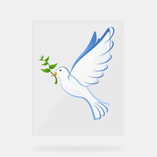 Peace Dove met Olive Branch Acryl Sign Acryl Bord (Voorkant)