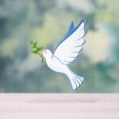 Peace Dove met Olive Branch Acryl Sign Acryl Bord (Neutraal)
