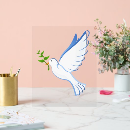 Peace Dove met Olive Branch Acryl Sign Bord (Huwelijk)