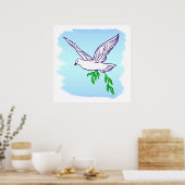 Peace Dove met Olive Branch Art Poster (Keuken)