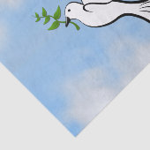 Peace Dove met Olive Branch in Cloudy Blue Sky Tissuepapier (Detail)