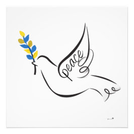 Peace Dove met Olive Branch in Oekraïne Vlag kleur Foto Afdruk