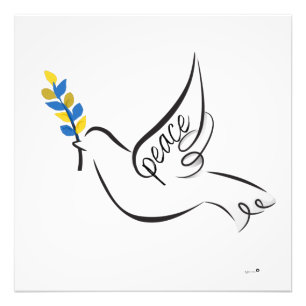 Peace Dove met Olive Branch in Oekraïne Vlag kleur Foto Afdruk