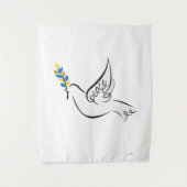 Peace Dove met Olive Branch in Oekraïne Vlag kleur Wandkleed (Voorkant)