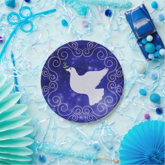 Peace Dove met Olive Leaf Kerstmis Papieren Bordje (Feest)