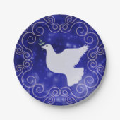 Peace Dove met Olive Leaf Kerstmis Papieren Bordje (Voorkant)