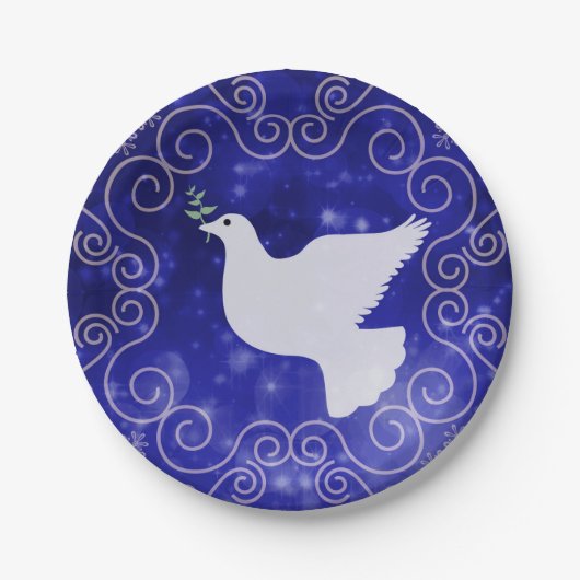 Peace Dove met Olive Leaf Kerstmis Papieren Bordje (Voorkant)