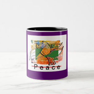 Peace Dove-mok deelt hoop Tweekleurige Koffiemok
