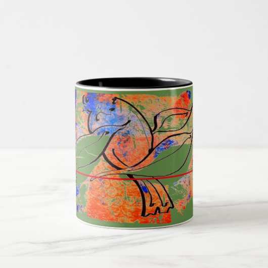 Peace Dove-mok voor de stress van vandaag Tweekleurige Koffiemok (Center)