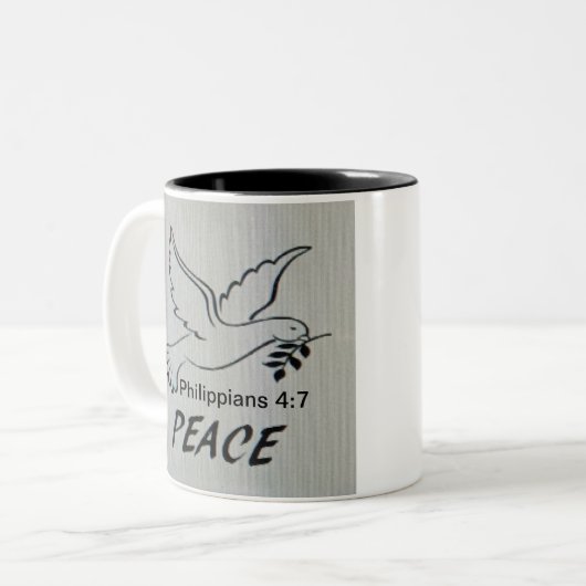 Peace Dove Mug with Scripture Tweekleurige Koffiemok (Voorkant links)