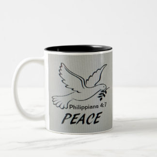 Peace Dove Mug with Scripture Tweekleurige Koffiemok