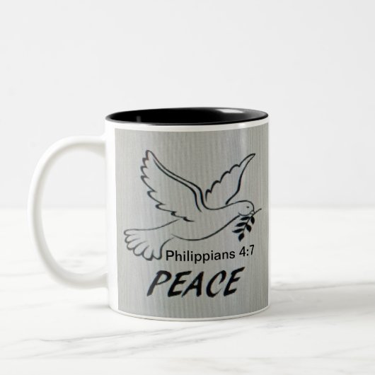 Peace Dove Mug with Scripture Tweekleurige Koffiemok (Links)