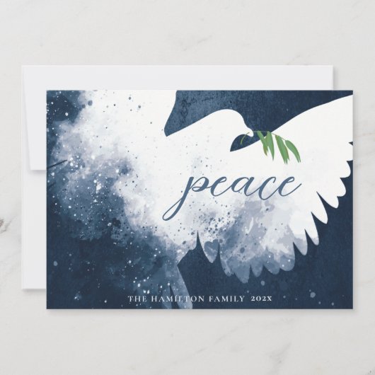 Peace Dove Navy Blue Feestdagenkaart (Voorkant)