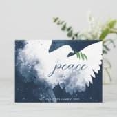 Peace Dove Navy Blue Feestdagenkaart (Staand voorkant)