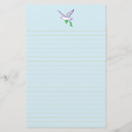 Peace Dove Olive Brance Golden Lined Stationery Briefpapier