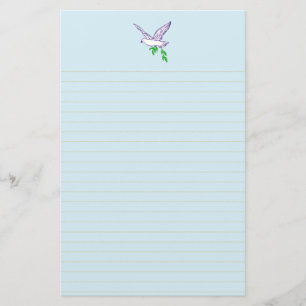 Peace Dove Olive Brance Golden Lined Stationery Briefpapier