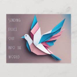Peace dove origami roze lichtblauw Briefkaart
