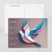 Peace dove origami roze lichtblauw Briefkaart (Voorkant / Achterkant)