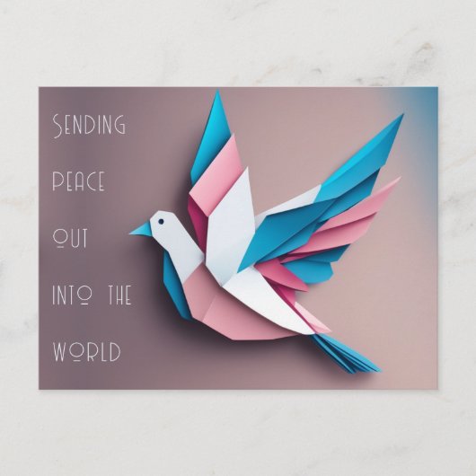 Peace dove origami roze lichtblauw Briefkaart (Voorkant)