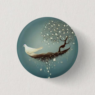 Peace Dove & Pearl Tree Ronde Button 3,2 Cm