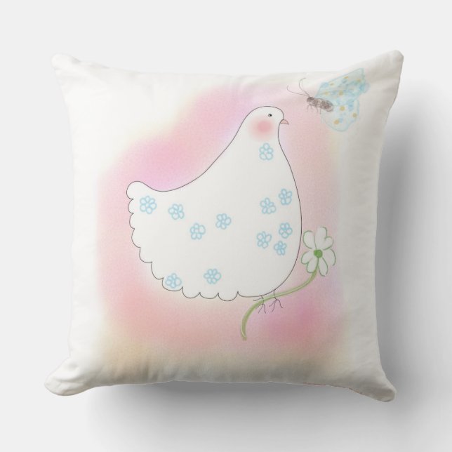 Peace Dove, pink pillow Kussen (Voorkant)