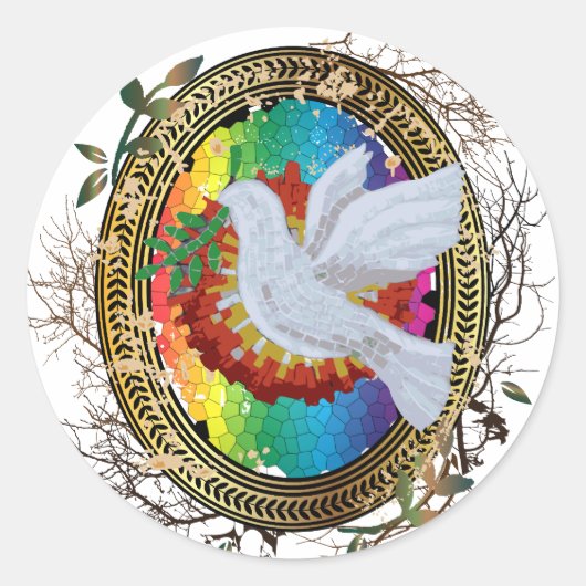 Peace Dove Ronde Sticker (Voorkant)