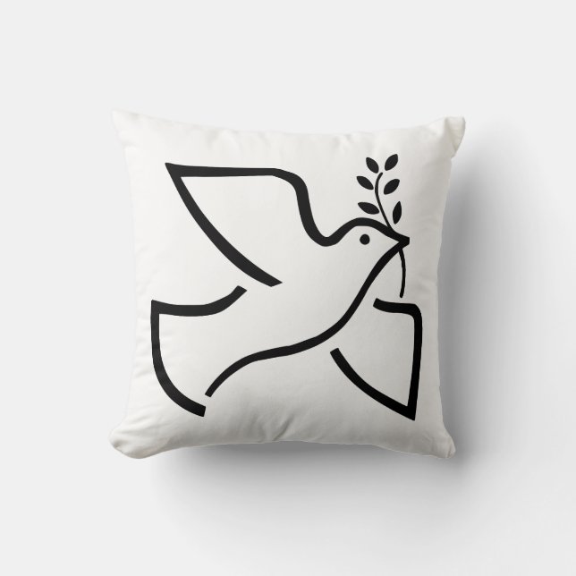 Peace Dove Silhouette White Kussen (Voorkant)