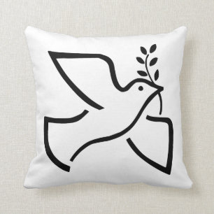 Peace Dove Silhouette White Kussen