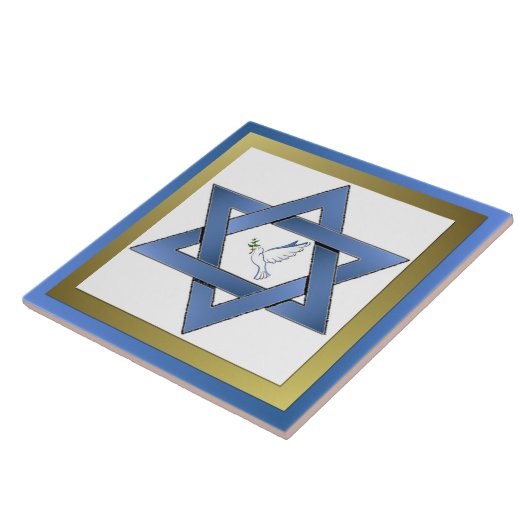 Peace Dove Star van David Ceramic Tile Tegeltje (Zijkant)