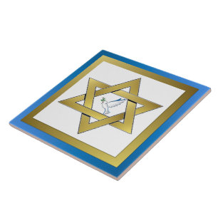 Peace Dove Star van David Ceramic Tile Tegeltje