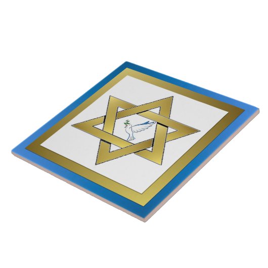 Peace Dove Star van David Ceramic Tile Tegeltje (Zijkant)