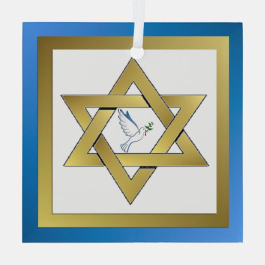 Peace Dove Star van David Ornament (Achterkant)