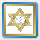 Peace Dove Star van David Square Paper Onderzetter (Voorkant)