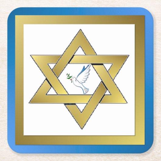Peace Dove Star van David Square Paper Onderzetter (Voorkant)