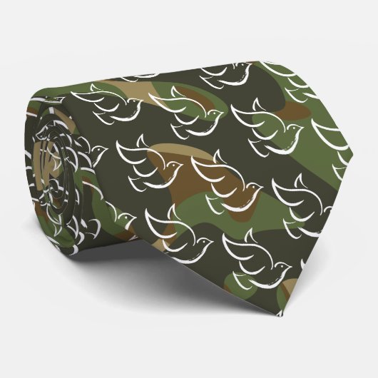 PEACE DOVE Symbool Teken Oorlog Groene Camouflage Stropdas (Opgerold)