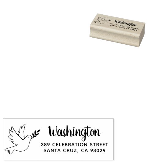 Peace Dove Tekening Familienaam Retouradres Rubberstempel (Gestempeld)