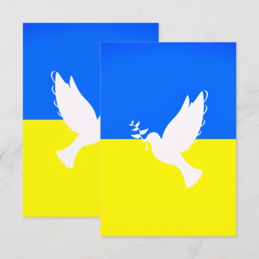 Peace Dove Ukraine Flag Card Freedom - Vrede Aankondiging (Voorkant / Achterkant)