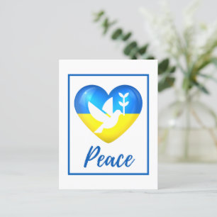 Peace Dove Ukraine Flag Heart Briefkaart
