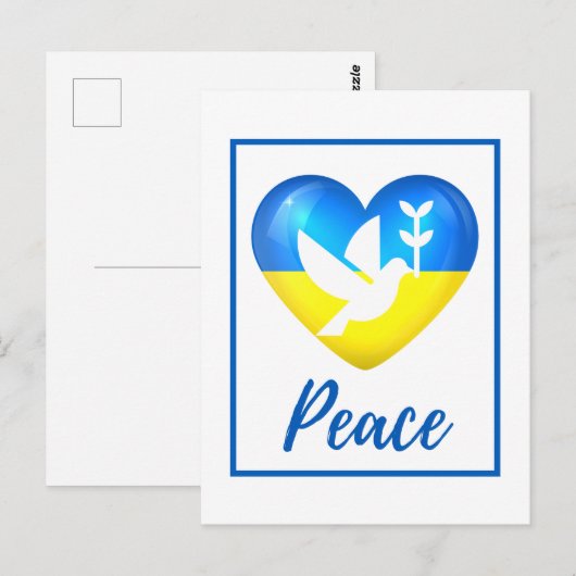 Peace Dove Ukraine Flag Heart Briefkaart (Voorkant / Achterkant)