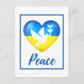 Peace Dove Ukraine Flag Heart Briefkaart (Voorkant)