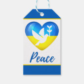 Peace Dove Ukraine Flag Heart Cadeaulabel (Voorkant)