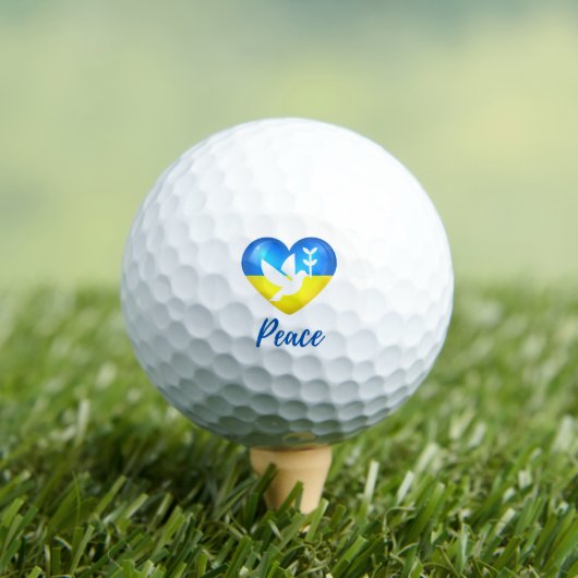 Peace Dove Ukraine Flag Heart Golfballen (Insitu Shirt)