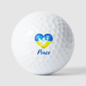 Peace Dove Ukraine Flag Heart Golfballen (Voorkant)