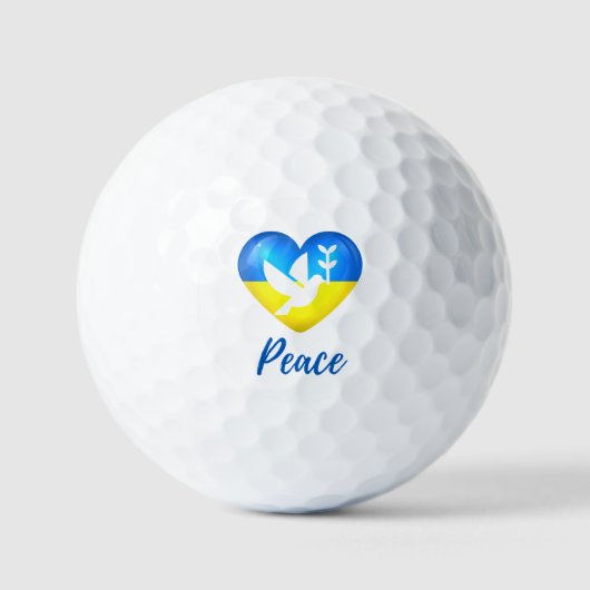 Peace Dove Ukraine Flag Heart Golfballen (Voorkant)