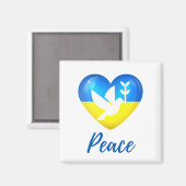 Peace Dove Ukraine Flag Heart Magneet (Voorkant / Achterkant)