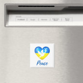 Peace Dove Ukraine Flag Heart Magneet (Insitu (Vaatwasser))