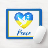 Peace Dove Ukraine Flag Heart Muismat (Met muis)