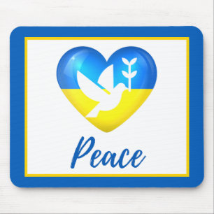 Peace Dove Ukraine Flag Heart Muismat