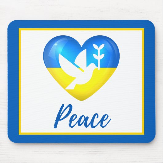 Peace Dove Ukraine Flag Heart Muismat (Voorkant)